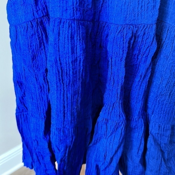Women's Blue Tiered Midi Dress by Knox Rose short sleeve Textured - Picture 3 of 4